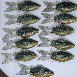 (11)6th Sense Flipgill 3.8" Exclusive Color Eel Grass Gill Fishing Plastics